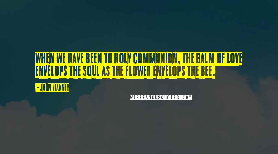 John Vianney Quotes: When we have been to Holy Communion, the balm of love envelops the soul as the flower envelops the bee.