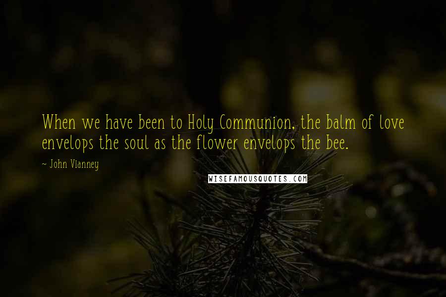 John Vianney Quotes: When we have been to Holy Communion, the balm of love envelops the soul as the flower envelops the bee.