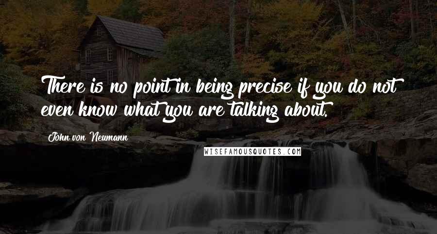 John Von Neumann Quotes: There is no point in being precise if you do not even know what you are talking about.