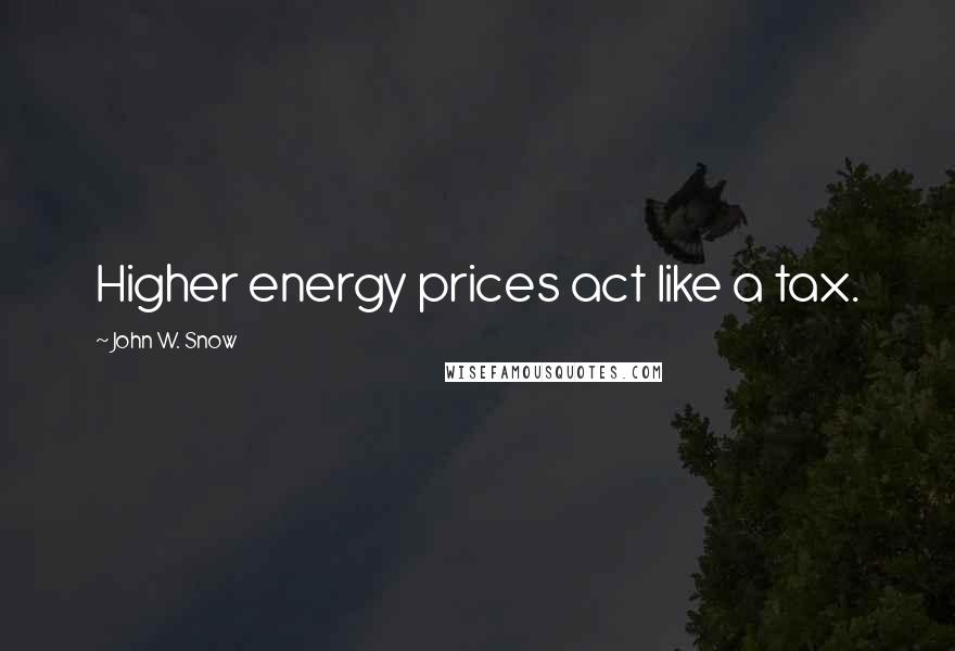 John W. Snow Quotes: Higher energy prices act like a tax.