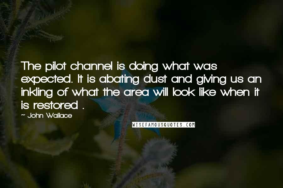 John Wallace Quotes: The pilot channel is doing what was expected. It is abating dust and giving us an inkling of what the area will look like when it is restored .