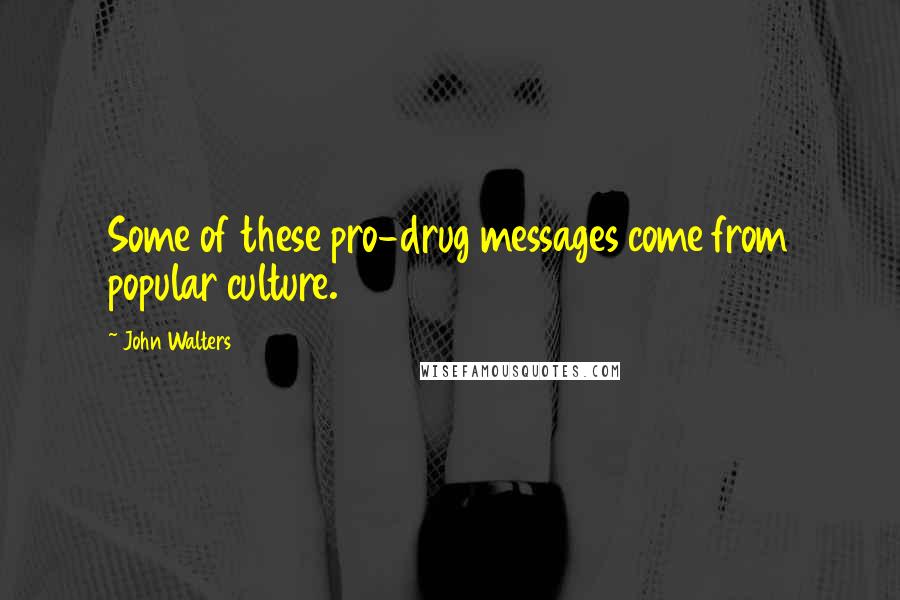 John Walters Quotes: Some of these pro-drug messages come from popular culture.