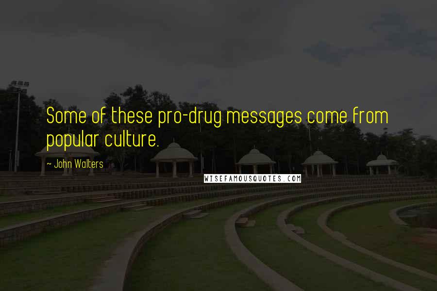 John Walters Quotes: Some of these pro-drug messages come from popular culture.