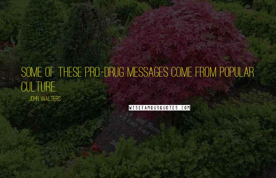 John Walters Quotes: Some of these pro-drug messages come from popular culture.