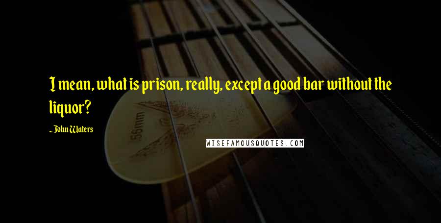 John Waters Quotes: I mean, what is prison, really, except a good bar without the liquor?