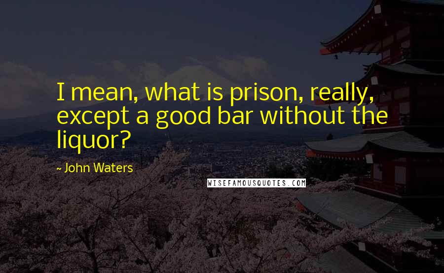 John Waters Quotes: I mean, what is prison, really, except a good bar without the liquor?