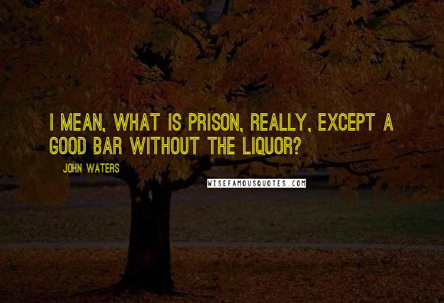 John Waters Quotes: I mean, what is prison, really, except a good bar without the liquor?