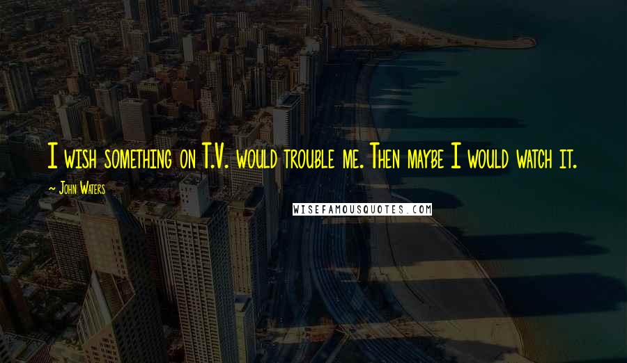 John Waters Quotes: I wish something on T.V. would trouble me. Then maybe I would watch it.