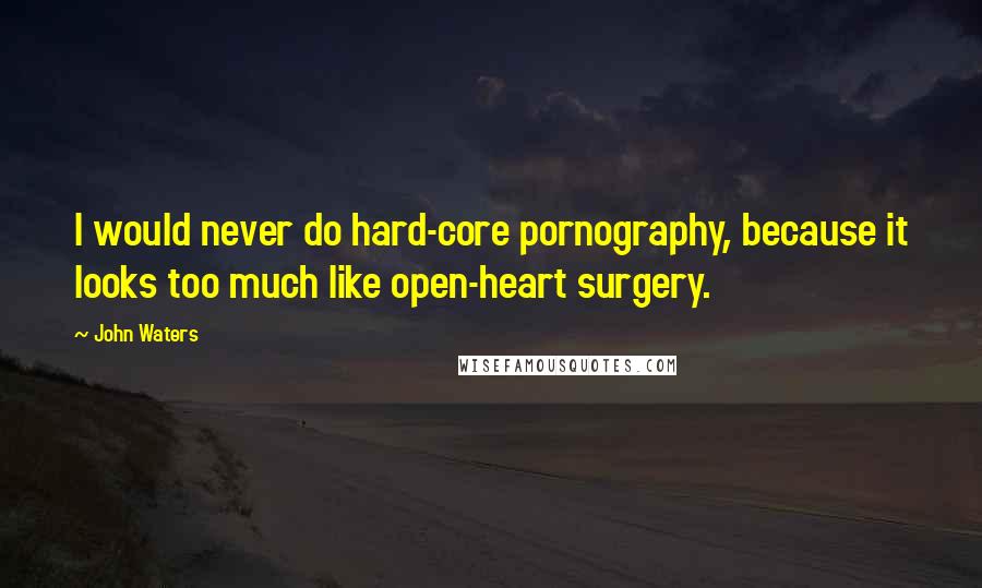 John Waters Quotes: I would never do hard-core pornography, because it looks too much like open-heart surgery.