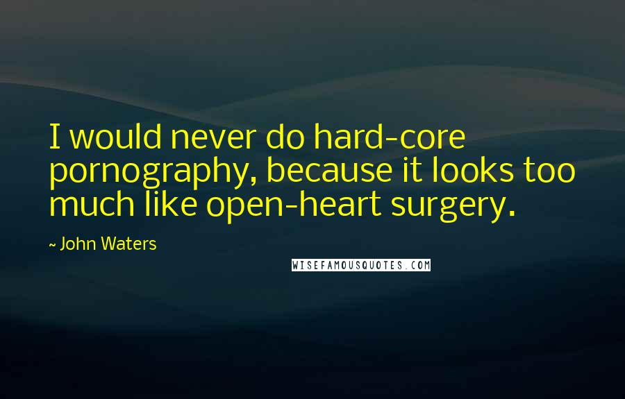 John Waters Quotes: I would never do hard-core pornography, because it looks too much like open-heart surgery.