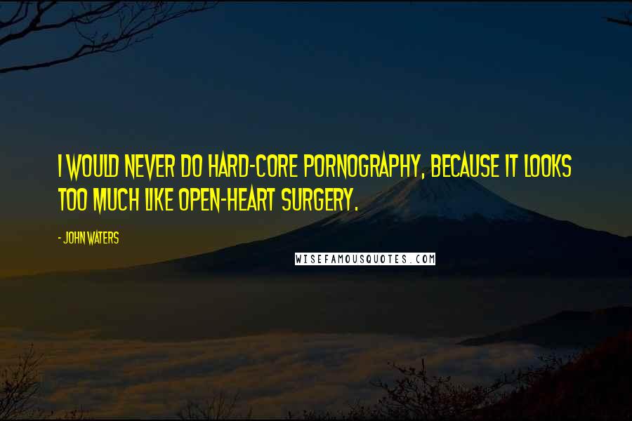 John Waters Quotes: I would never do hard-core pornography, because it looks too much like open-heart surgery.