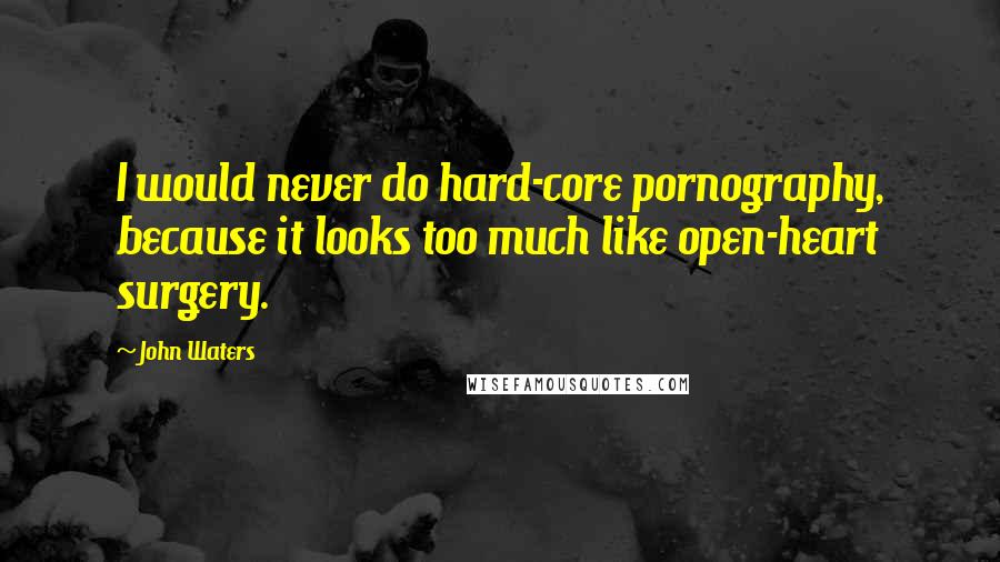 John Waters Quotes: I would never do hard-core pornography, because it looks too much like open-heart surgery.