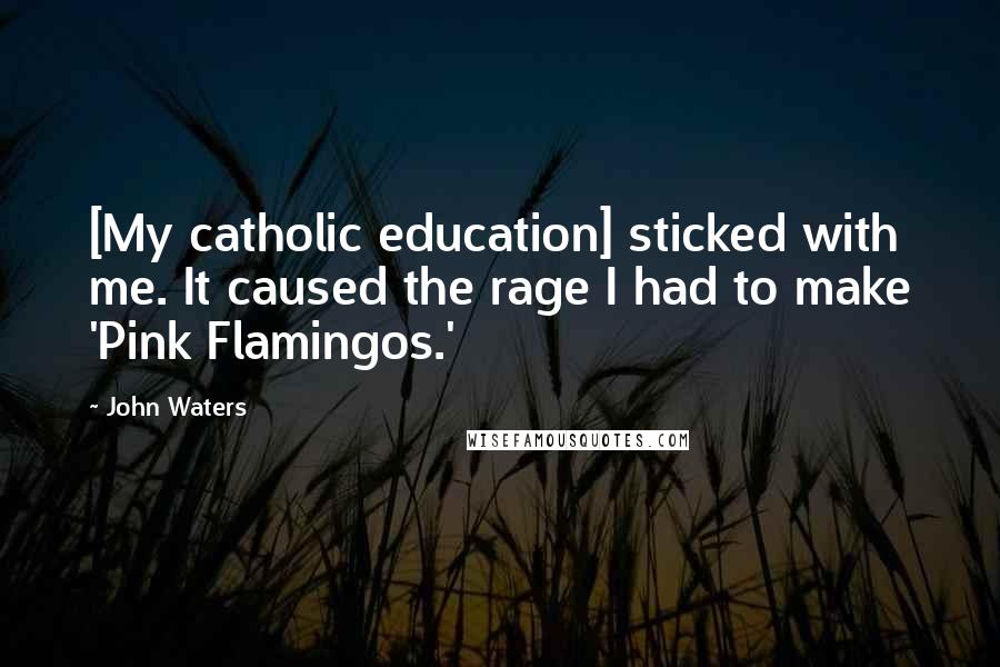 John Waters Quotes: [My catholic education] sticked with me. It caused the rage I had to make 'Pink Flamingos.'