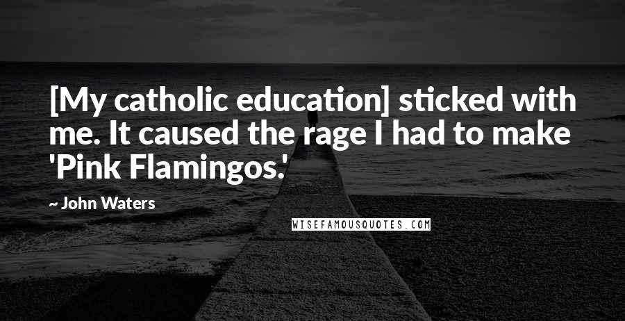 John Waters Quotes: [My catholic education] sticked with me. It caused the rage I had to make 'Pink Flamingos.'