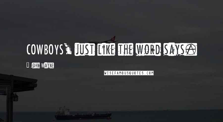 John Wayne Quotes: COWBOYS, just like the word says.
