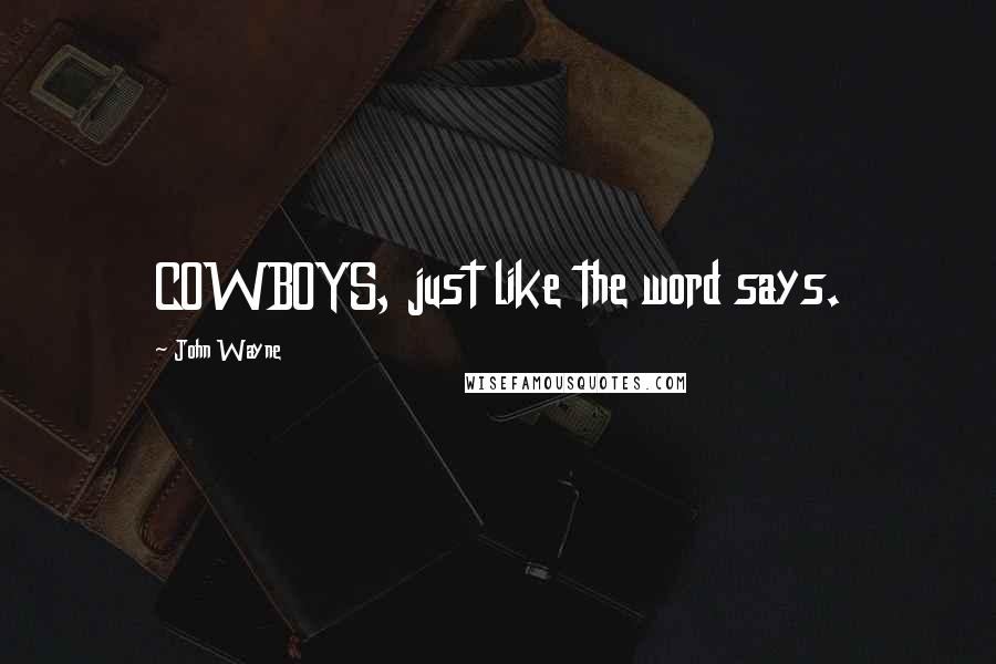 John Wayne Quotes: COWBOYS, just like the word says.