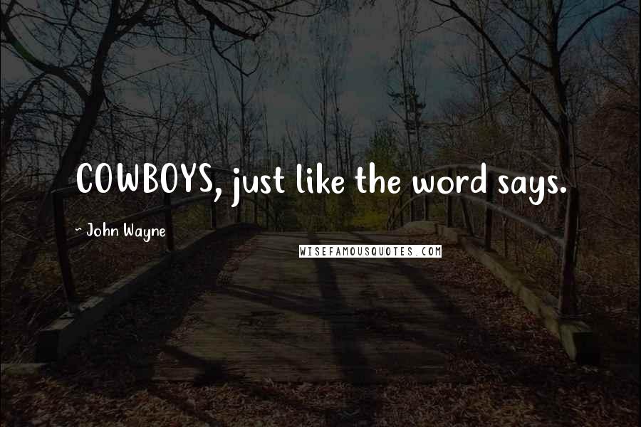 John Wayne Quotes: COWBOYS, just like the word says.