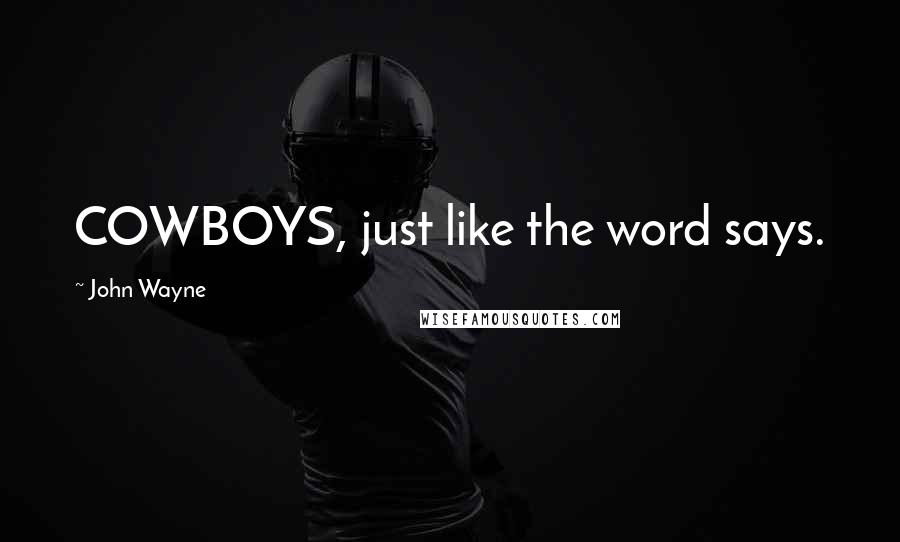 John Wayne Quotes: COWBOYS, just like the word says.