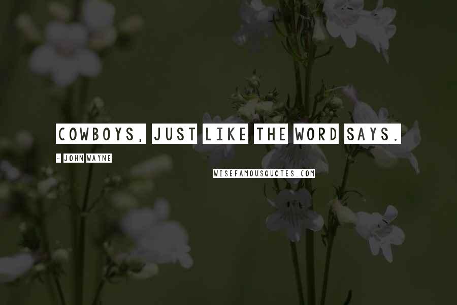 John Wayne Quotes: COWBOYS, just like the word says.