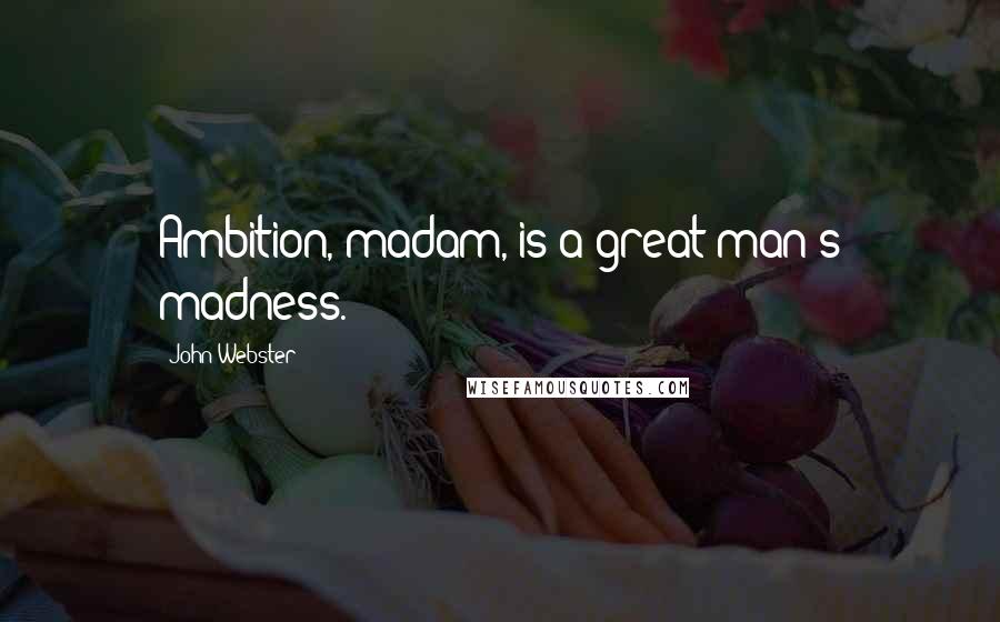 John Webster Quotes: Ambition, madam, is a great man's madness.