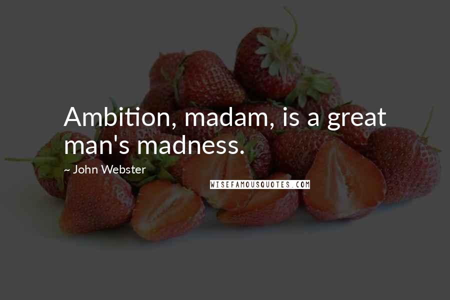 John Webster Quotes: Ambition, madam, is a great man's madness.