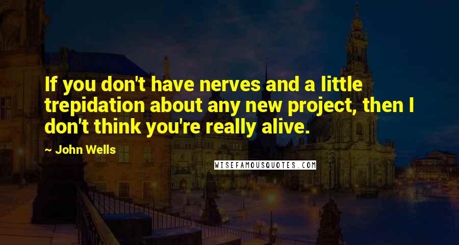 John Wells Quotes: If you don't have nerves and a little trepidation about any new project, then I don't think you're really alive.