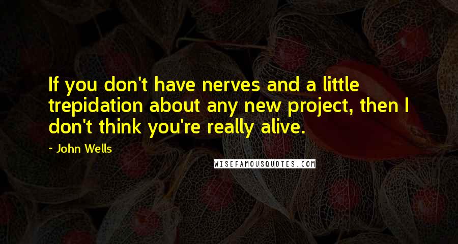 John Wells Quotes: If you don't have nerves and a little trepidation about any new project, then I don't think you're really alive.