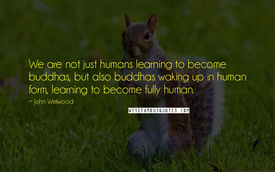 John Welwood Quotes: We are not just humans learning to become buddhas, but also buddhas waking up in human form, learning to become fully human.