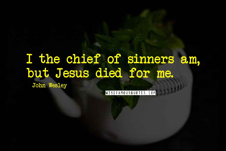 John Wesley Quotes: I the chief of sinners am, but Jesus died for me.
