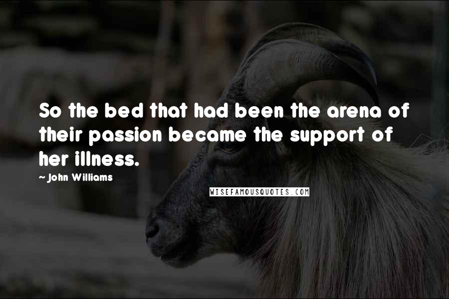 John Williams Quotes: So the bed that had been the arena of their passion became the support of her illness.