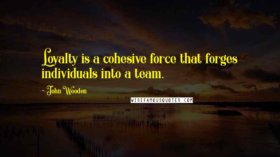 John Wooden Quotes: Loyalty is a cohesive force that forges individuals into a team.