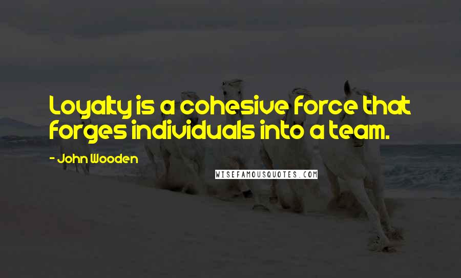 John Wooden Quotes: Loyalty is a cohesive force that forges individuals into a team.