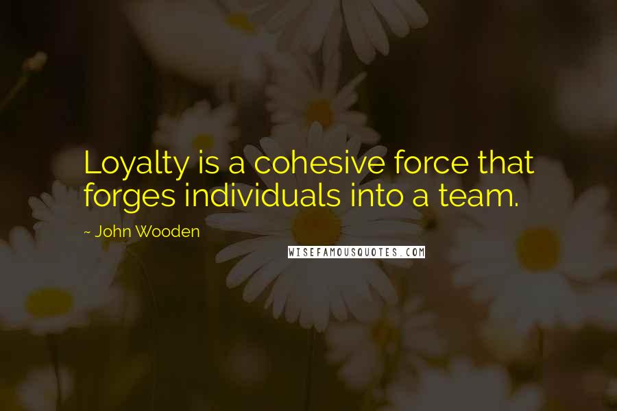 John Wooden Quotes: Loyalty is a cohesive force that forges individuals into a team.