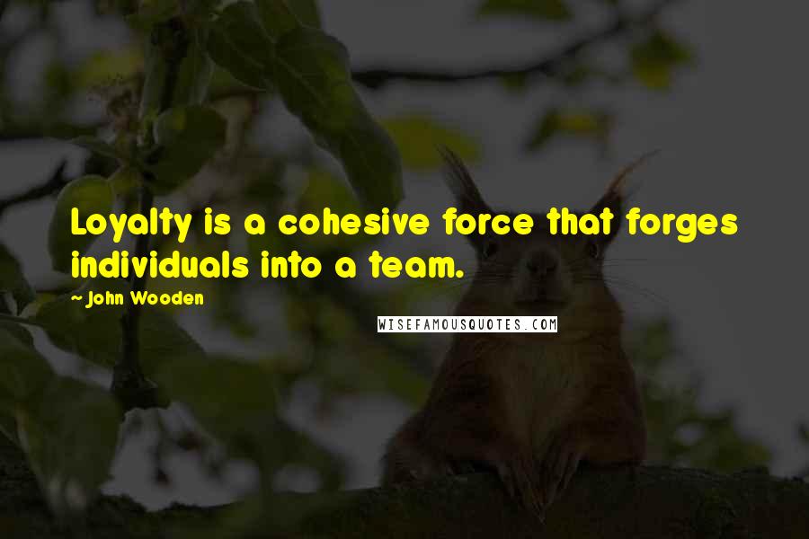 John Wooden Quotes: Loyalty is a cohesive force that forges individuals into a team.