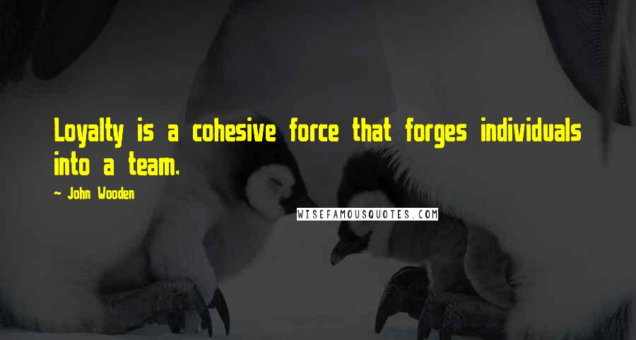 John Wooden Quotes: Loyalty is a cohesive force that forges individuals into a team.