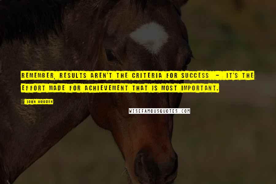 John Wooden Quotes: Remember, results aren't the criteria for success - it's the effort made for achievement that is most important.