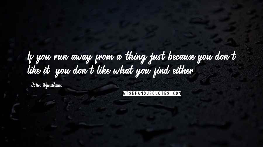 John Wyndham Quotes: If you run away from a thing just because you don't like it, you don't like what you find either.