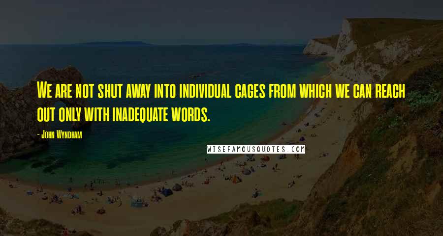 John Wyndham Quotes: We are not shut away into individual cages from which we can reach out only with inadequate words.