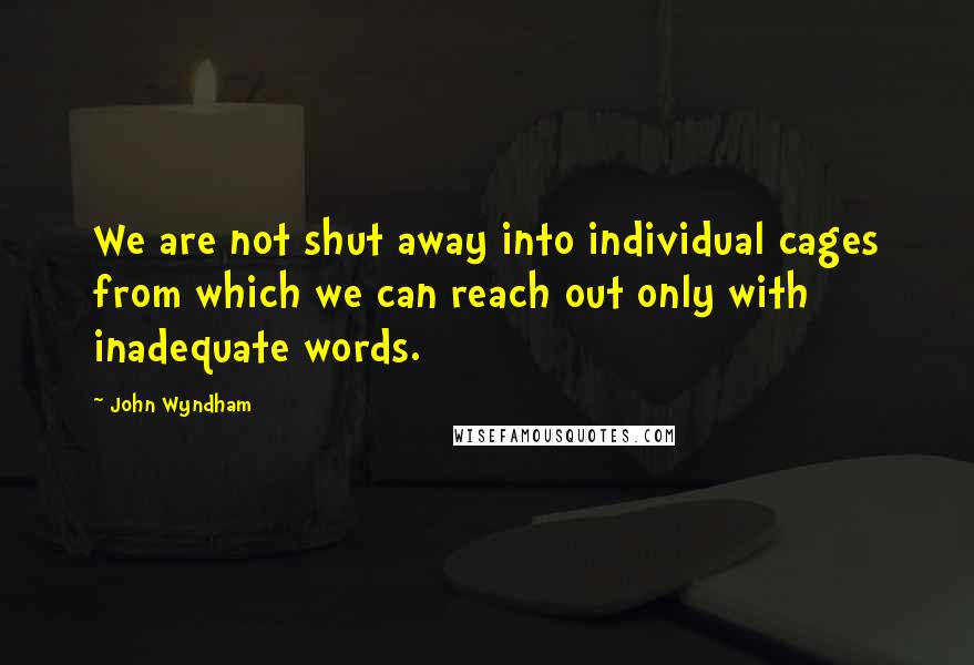 John Wyndham Quotes: We are not shut away into individual cages from which we can reach out only with inadequate words.