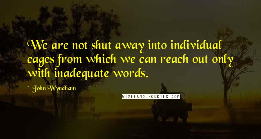 John Wyndham Quotes: We are not shut away into individual cages from which we can reach out only with inadequate words.