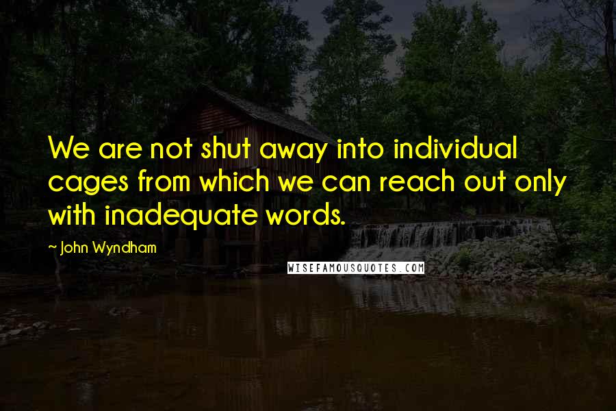 John Wyndham Quotes: We are not shut away into individual cages from which we can reach out only with inadequate words.