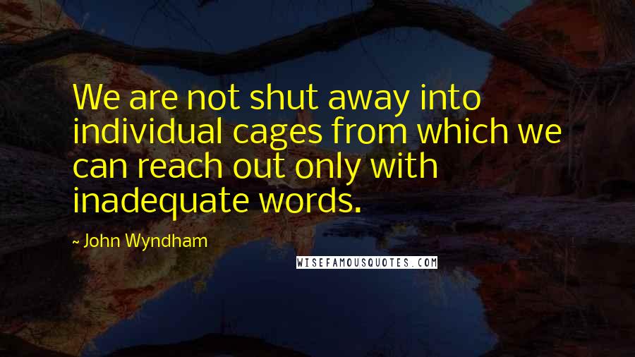 John Wyndham Quotes: We are not shut away into individual cages from which we can reach out only with inadequate words.