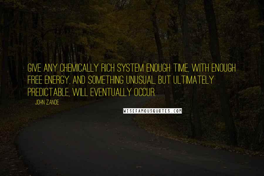 John Zande Quotes: Give any chemically rich system enough time, with enough free energy, and something unusual, but ultimately predictable, will eventually occur.