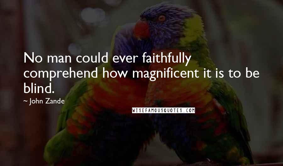 John Zande Quotes: No man could ever faithfully comprehend how magnificent it is to be blind.