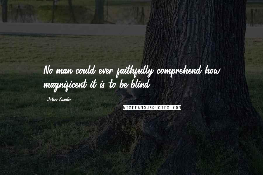 John Zande Quotes: No man could ever faithfully comprehend how magnificent it is to be blind.