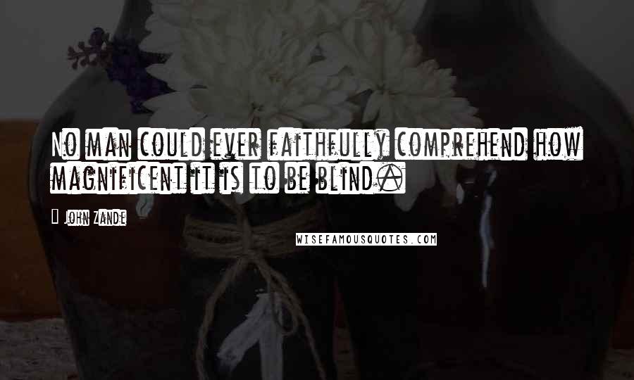 John Zande Quotes: No man could ever faithfully comprehend how magnificent it is to be blind.