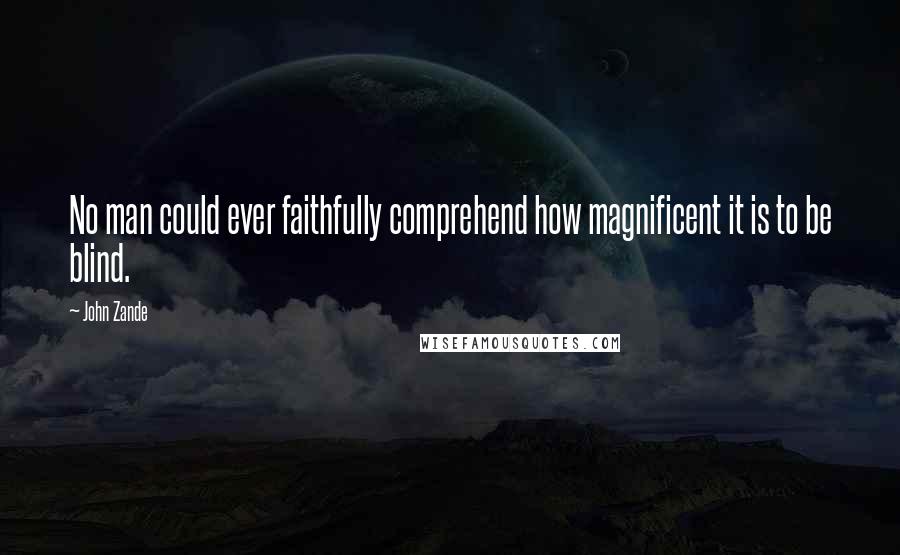 John Zande Quotes: No man could ever faithfully comprehend how magnificent it is to be blind.