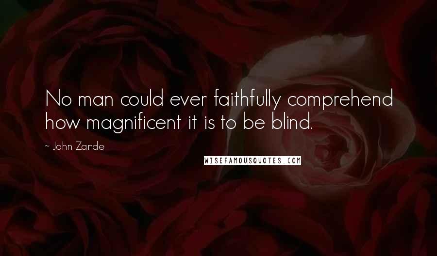 John Zande Quotes: No man could ever faithfully comprehend how magnificent it is to be blind.