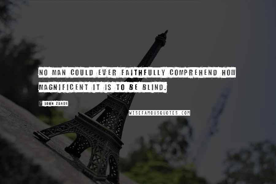 John Zande Quotes: No man could ever faithfully comprehend how magnificent it is to be blind.