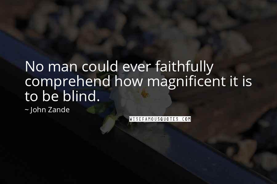 John Zande Quotes: No man could ever faithfully comprehend how magnificent it is to be blind.